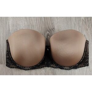 Torrid Bra 38DDD Brown Black Lace Underwire Strapless (NO STAP INCLUDED)